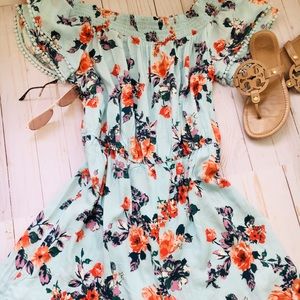 Light Blue Romper with Floral Print